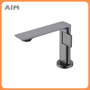 AIM Bathroom Basin Faucet Hot & Cold Single Hole Side Lever Skateboard Series Vanity Sink Mixer Tap Solid Brass Aerator Ceramic Cartridge Water-Saving