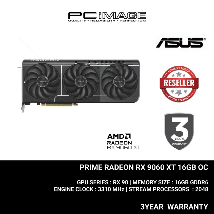 ASUS PRIME AMD RADEON RX 9060 XT OC EDITION 8GB GDDR6 / RX 9060 XT OC EDITION 16GB GPU GRAPHIC CARD 3+1YR WARRANTY