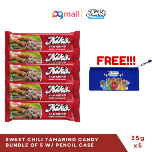 Kiks Tamarind Candy Sweet Chili Flavor 35G Bundle of 5 with FREE Pencil Case - FG001826