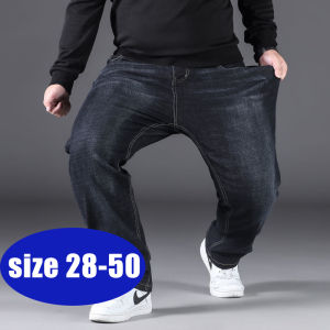 MARK BELT Plus Size Mens Jeans Loose Elastic Big Mens High Waist Deep Thick Casual Mens Trousers Szie 28-50 Jean High Waist Plus Size Men