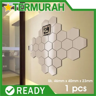 HIASAN DINDING wall tembok HEXAGONAL STIKER CERMIN KACA HEXAGON segi enam sticker mirror tempel