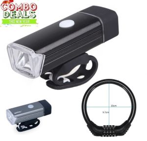 Đèn pha Xe đạp Machfally tặng khóa xe đạp 4 số có đổi mã