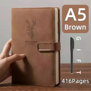 A5 Notebook Soft Leather 416 Pages Paper Business Stationery School Office Supplies Notebook