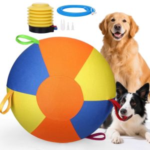 BUENOO Inflatable Herding Ball for Dogs Outdoor Play Tear-Resistant Calming Jumbo Ball with Straps Dog Training Ball Australian Shepherd
