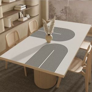 Zeen Placemats Dining Mat Wabi-sabi Style Leather Dining Tablecloth Waterproof Oil-Proof Washable Vinyl Woven Insulation Heat Resistant Table Mat