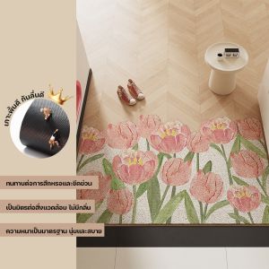 พรมดักฝุ่น แผ่นกันลื่น พรมเช็ดเท้า ลายดอกไม้ ตัดเองได้ DIY ไม่เลอะง่าย pvcกันลื่นดี