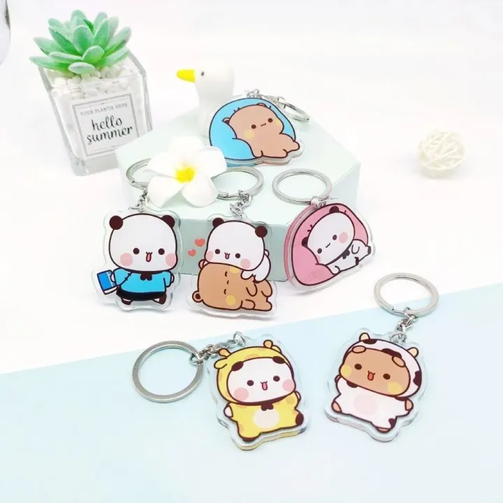 SNSDOJ Hoạt hình Móc khóa đôi siêu dễ thương Động vật Acrylic Móc chìa ...