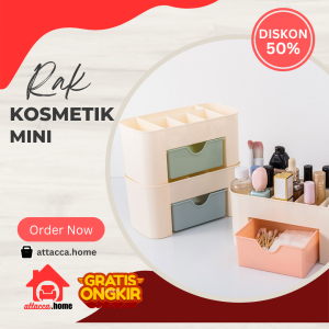 Rak Kosmetik Mini Aesthetic Serbauna Kotak Penyimpanan Murah Laci Susun Plastik Makeup
