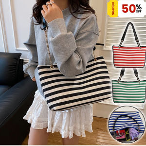 Belfoyer 【COD】กระเป๋าใบแถบเกาหลี กระเป๋าไหล่ขนาดใหญ่ของผู้หญิง กระเป๋าโซ่ที่แฟชั่น