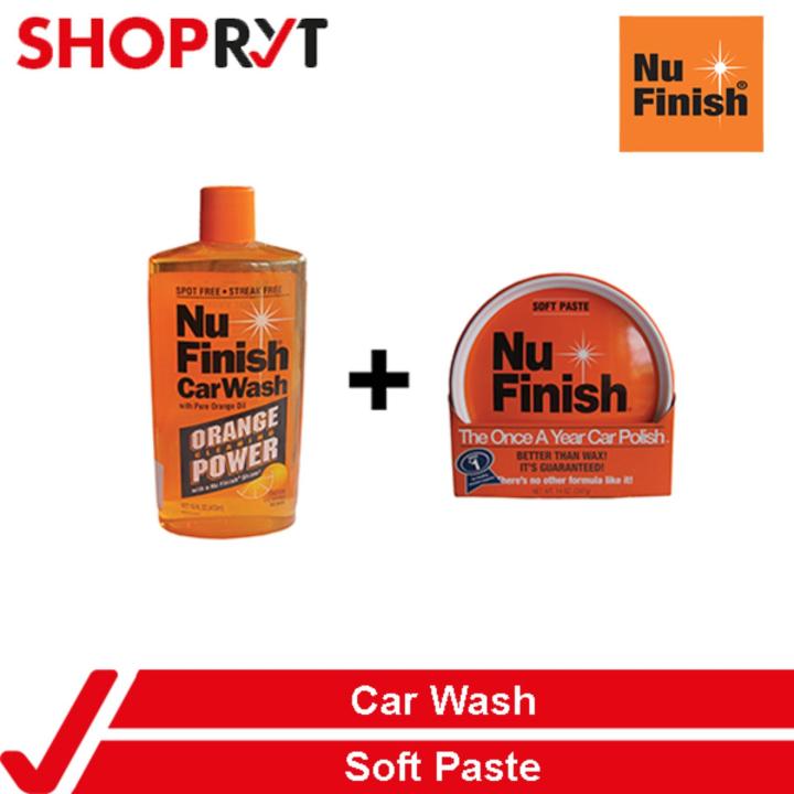 Nu Finish Car Polish Soft Paste 14oz + Nu Finish Car Wash 16oz Car Shampoo Bundle Lazada PH