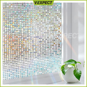 Window Film Sticker 3d Non-Adhesive Privacy Window Glass Sticker Film Removable Rainbow Window Door Film