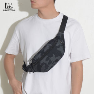 LouisWill Men’s Waist Bag Chest Bag Crossbody Bag Multi-Functional Fitness Bag Three Layer Pocket Design Small Waist Pouch Waterproof Wear-Resistant Waist Bag with Adjustable Strap for Workout Running