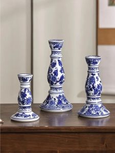 xpkQ Luxury Ceramic Candlestick Blue and White Porcelain Candlestick Jindezhen Candle Holder Livingroom Decoration Table Ornament P7Q2M