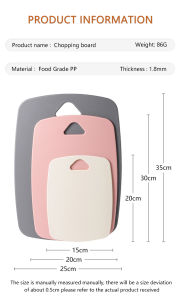 Jearry Wheat PP Plastic Chopping Board Antibacterial 3Pcs Set Non Slip Kitchen Utensils