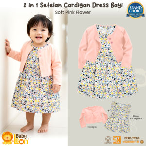 BABY LEON Setelan Cardigan Bayi + Dress Bayi Pakaian Bayi Perempuan SBJ-CR3 Rok Bayi Perempuan Baju Bayi Balita Cewek Baju Pesta Bayi Jaket Outer Bayi Baju Dress Gaun Bayi Perlengkapan Bayi Perempuan Bayi Cewek Pakaian Bayi Balita Perempuan