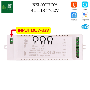 Công tắc bật tắt on/off wifi+rf 4CH cổng ra cho 4 bóng đèn riêng biệt (tuya smart switch 4CH)
