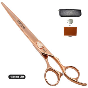 Sangelar 75 inch Kéo tỉa lông thú cưng cong màu vàng hồng Làm từ thép JP440C Lý tưởng cho việc tạo kiểu lông mèo và chó (Tặng kèm túi)