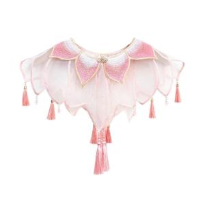 Traditional Chinese Beaded Fringe False Collar Cape Accessory Shawl For Kids Cultural Festival Costume Decorations