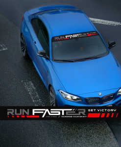 Decal/ Tem dán che nắng kính lái xe hơi bền đẹp cá tính mấu Run Fast