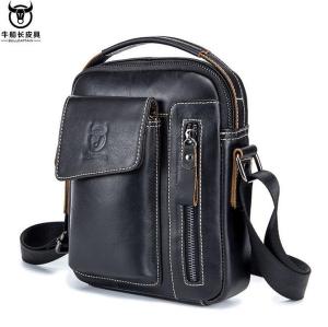 BULLCAPTAIN First Layer Cowhide Mens One-shoulder Messenger Sports Leisure Leather Shoulder Bag