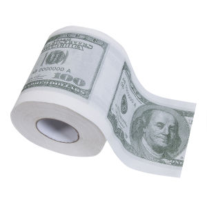 lilysshop Wood Pulp Roll Paper $100 Dollar Bill Printed Household Toilet Paper Novelty Party Tricky Gift Disposable Napkins Party Birthday Decoration