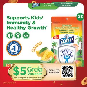 [3 Pack] SCOTTS Multivitamin Gummies for Kids Vitamin A B6 C D & Zinc For Healthy Growth Bone Eye Mango 15s