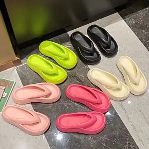 Thick-Soled WomenS Summer Height-Increasing Outdoor Non-Slip Flip-Flops Simple Ins Beach Shoes For Seaside