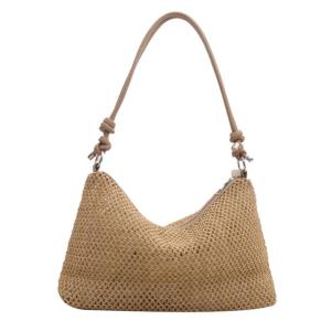 Casual Beach Bag Straw Underarm Purse Fashion Shoulder Crossbody Bags with Adjustable Strap For Beach Picnic Vacation