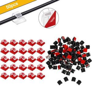 GINKG 50 ชิ้น มินิ กาวในตัว ที่เก็บสายไฟ ที่ใส่ลวด คลิปหนีบสาย ตะขอ แคลมป์ไฟ