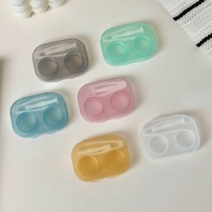 JJT Portable Transparent Contact Lens Case with Dual Compartments and Tweezers for Easy Travel and Daily Use