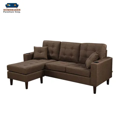 Homemaker Furniture New Karla 3-Seater Space Saver Fabric Sofa w/ Cupholder & Ottoman