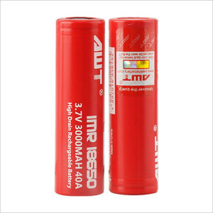 // *{NEW}2 Pcs AWT 3000mAh 40A 18650 Red Battery Original Overcharge Protection37