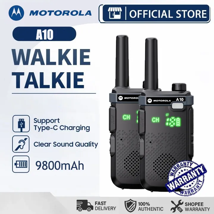 2pcs Motorola Walkie Talkie Mini A10 10W 199 Channels UHF Dual Band High 9800mAh Large Battery 5KM