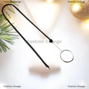 [COD] Fashion Change Creative Fun Magnifier Design Long Pendant Necklace For Women Fashion Black Leather String Sweater Chain Jewelry Accessory