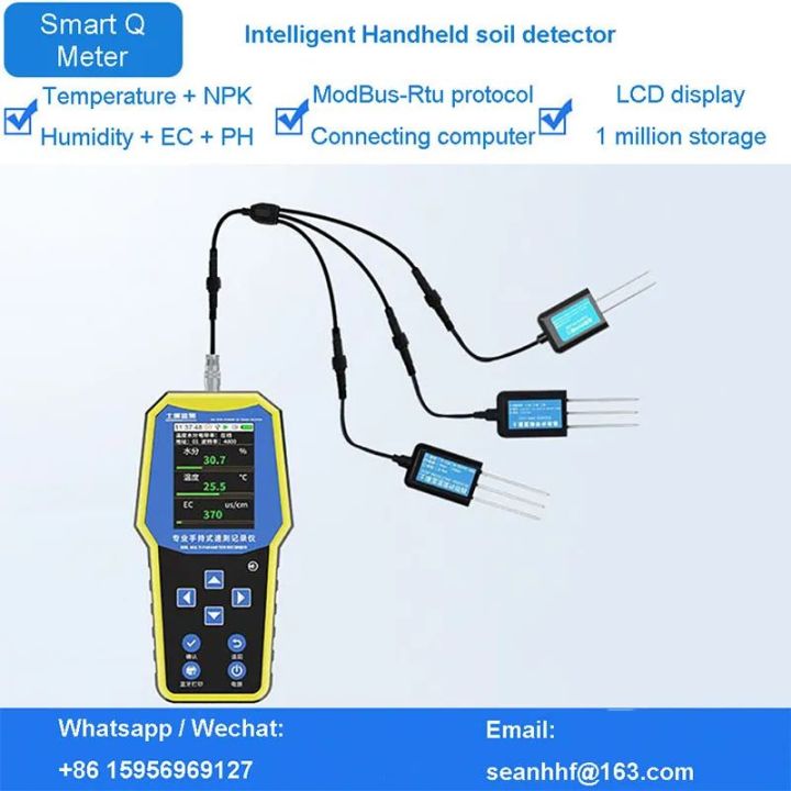 LCD soil detector temperature and humidity + EC + PH + NPK 7 in 1 ...