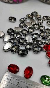 STONE BATU KRISTAL CANGKANG / CANGKRANG MOTIF OVAL UKURAN 10 X14 MM PER 1 LUSIN KUALITAS BAGUS DAN KILAU