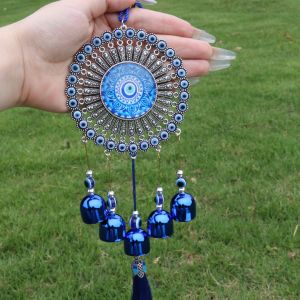 Blue color Feng Shui wind chime evil eye decorate your home