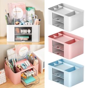 CANICECA with Drawers Desk Organizer Plastic Large Capacity Pen Holder Lightweight Multi-Functional Desktop Container Students