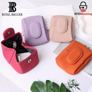 Royal Bagger Dompet Koin Mini RFID dari Kulit Sapi Asli untuk Wanita - Tas Kecil untuk Kunci Earphone & Barang Esensial 5603