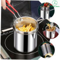 GM304 Oil Stainless Deep Fryer Pot Universal With Basket Fryer Pan Saving Mesh Fry Pot Fries Kitchen. 