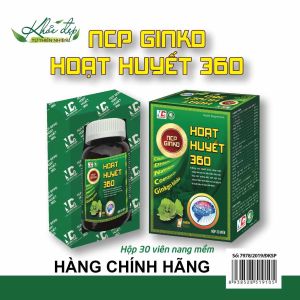 Viên bổ não GINKO HOẠT HUYẾT 360 Tăng trí nhớ tăng cường tuần hoàn máu não - Lọ 30 viên