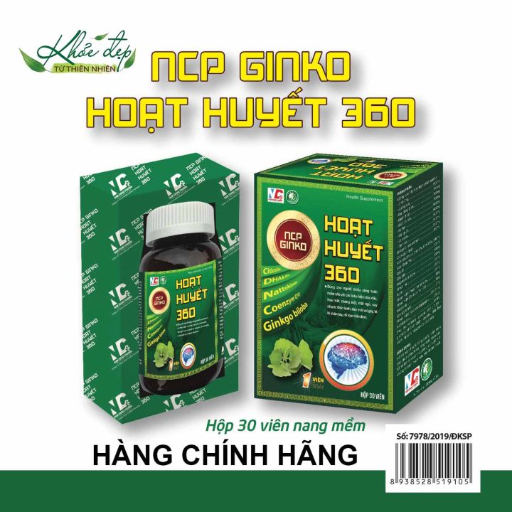 Viên bổ não GINKO HOẠT HUYẾT 360 Tăng trí nhớ, tăng cường tuần hoàn máu ...