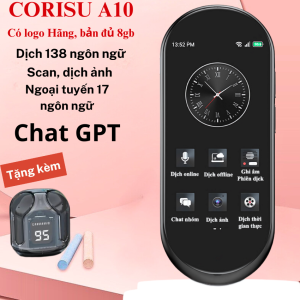 Máy phiên dịch đa ngôn ngữ Corisu A10 Sim 4G tích hợp chat GPT máy phiên dịch hai chiều 138 ngôn ngữ online 17 offline