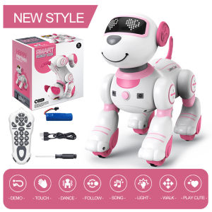 COD RC Pink Electronic Pets Robot Dog Voice Command Programmable Touch-sense Music Song Intelligent 1533 Remote Control Dog Toy For Kids Toy Boys Girls Birthday Gift