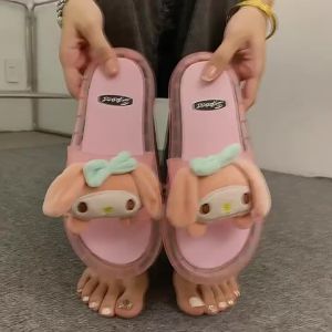 [Free Shipping] Simple Cartoon Accessories Luminous WomenS Flat Sandals With Sparkling Straps For Outdoor Wear Flat-Heeled Slippers With Soft Soles For Home Use