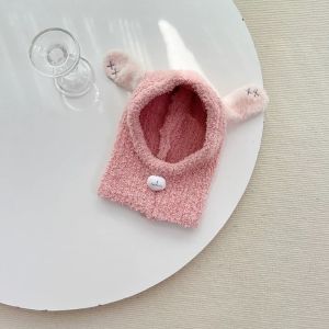 BESTOURO Đồ chơi nhồi bông Mũ mùa đông cho bé Phim hoạt hình Pom-Pom đôi Mũ sơ sinh Thời trang Đậm đặc Mũ len trẻ em Ngoài trời