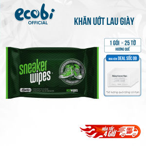 Combo 03 gói khăn ướt lau giày thể thao siêu tốc Sneaker EcoWipes gói 25 tờ hương quế khử mùi