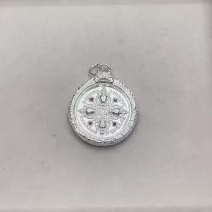 Vintage Thai Style Four-Faced Buddha Pendant Necklace Silver Plated Copper Exotic Amulet Charm for Men Women Ethnic Jewelry for Daily Wear & Gift