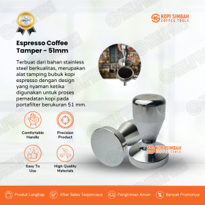 Coffee Tamper 51mm Stainless Steel Alat Tamping Pemadat Bubuk Kopi Espresso
