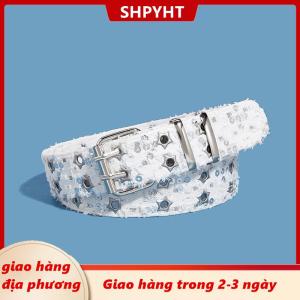 [COD] SHPYHT Giao hàng địa phương Y2k Punk Sao Sequins thắt lưng phụ nữ người đàn ông PU eo dây đeo đôi hàng rỗng hợp thời trang Dây thắt lưng jeans váy trang trí